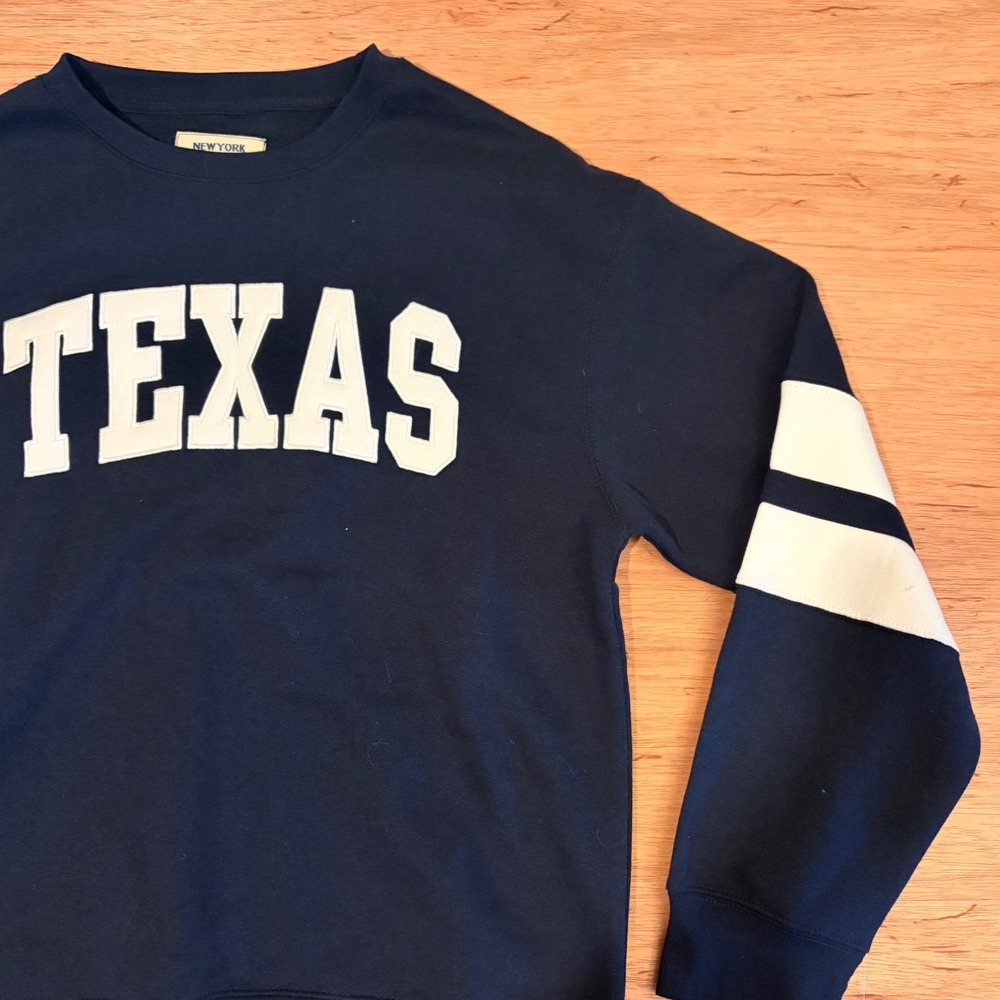 New York Popular Texas Graphic Crewneck Sweatshirt Navy Blue XL NY253TX-NC-XL